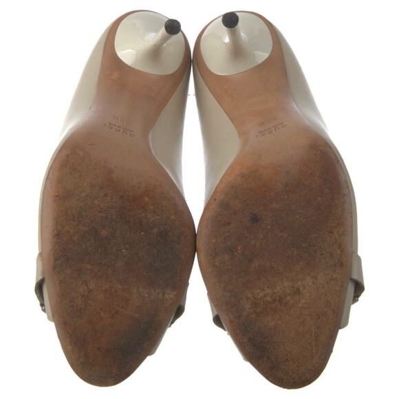 Authentic Gucci Beige D’Orsay Stiletto Heel Leather Shoe Sz 8.5 Italy - Picture 5 of 5